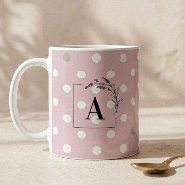 Taza De Café Islamic Wedding Initial Blush Pink Polka Dot Nikah (Subido por el creador)