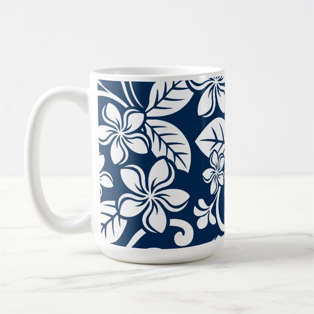 TAZA DE CAFÉ ISLAND PLUMERIA (AZUL OSCURO) (Izquierda)