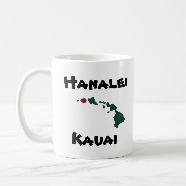 Taza De Café "Islas de w/Hawaii del embarcadero de Hanalei" (Izquierda)
