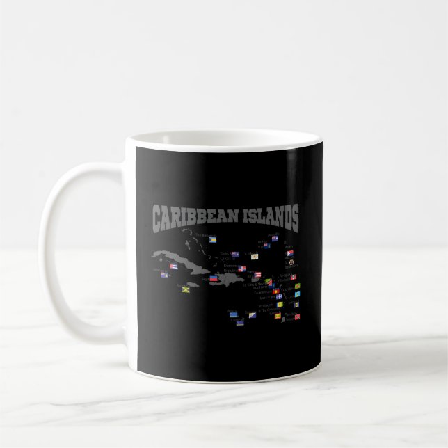 Taza De Café Islas del Caribe Mapa de las Banderas de las India (Izquierda)