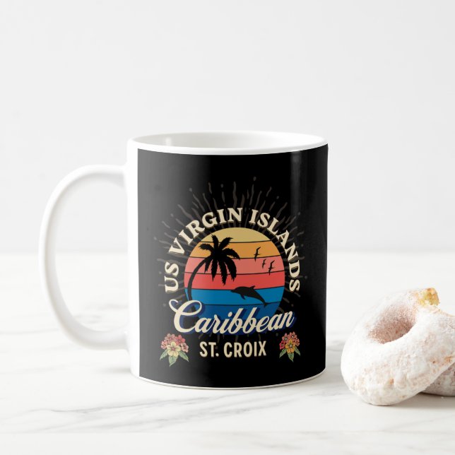 Taza De Café Islas Vírgenes Santa Cruz USVI Sunset Personalize (Con donut)