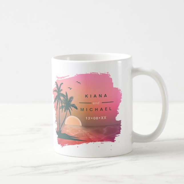 Taza De Café Isle tropical Sunrise Boda Pink ID581 (Derecha)