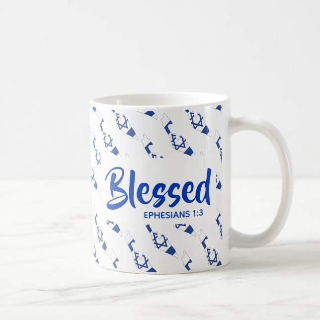 Taza De Café ISRAEL Bendecida Escritura Cristiana (Derecha)