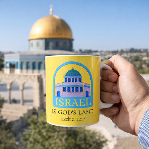 Taza De Café Israel es la tierra de Dios Ezekiel 11:17 Amarillo