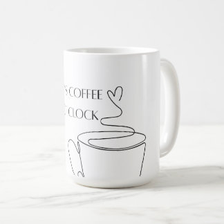 Taza De Café It’s coffee O’clock mug minimal line art cup desig