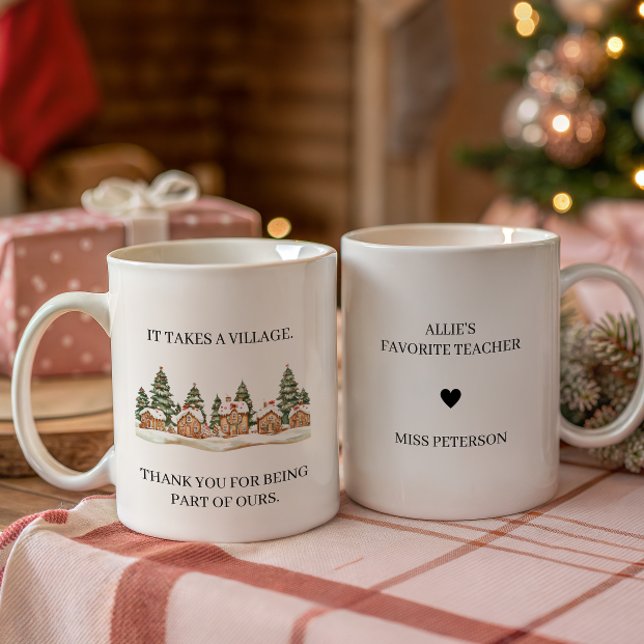 Taza De Café It Takes a Village Teacher Appreciation Christmas (It takes a Village Teacher Christmas Gift)