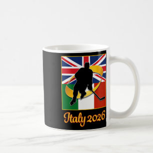 Taza De Café Italia 2026 Hockey sobre Hielo Reino Unido Bandera