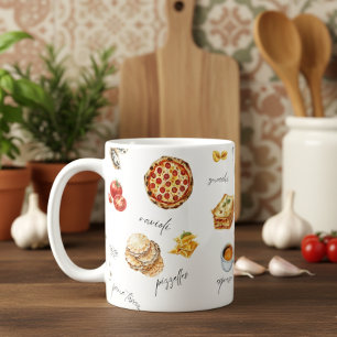 Taza De Café Italia Comida Divertida Chef Colorido