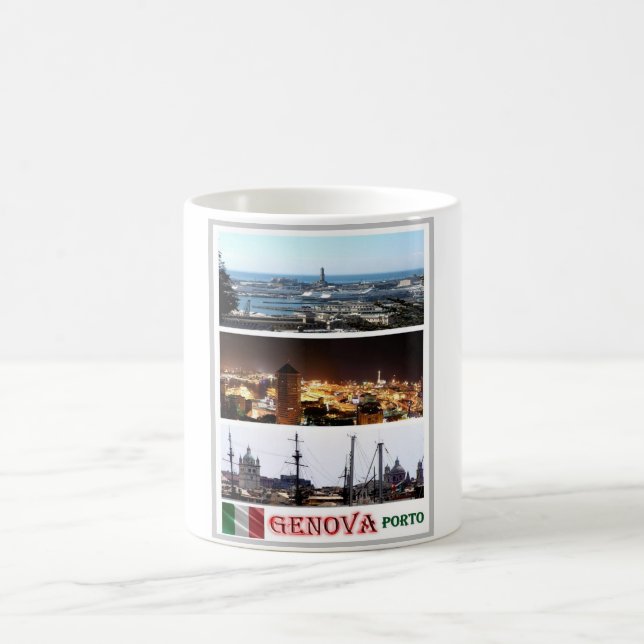 Taza De Café Italia - Liguria - Génova - Mosaico - Puerto - (Centro)