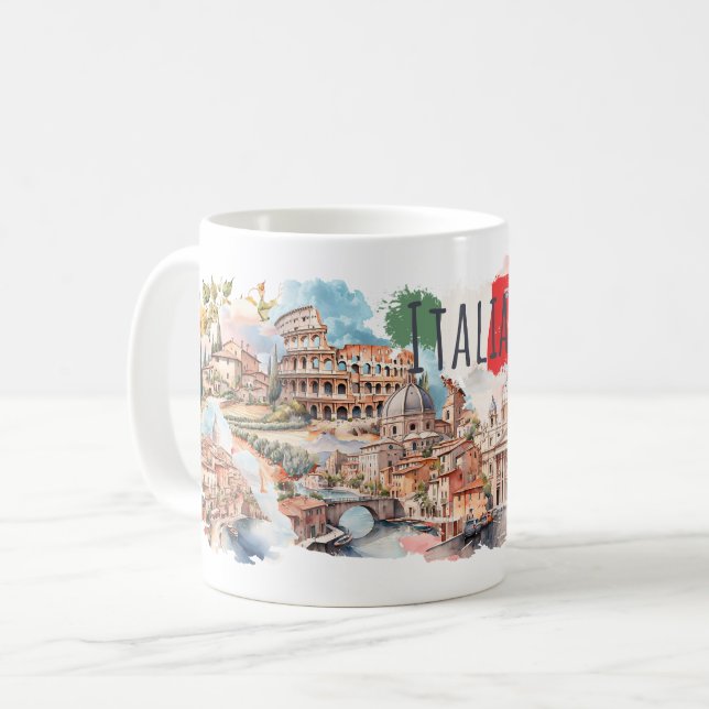 Taza De Café Italia Travel Mug Italian Lifestyle Gift Rome Art (Anverso izquierdo)