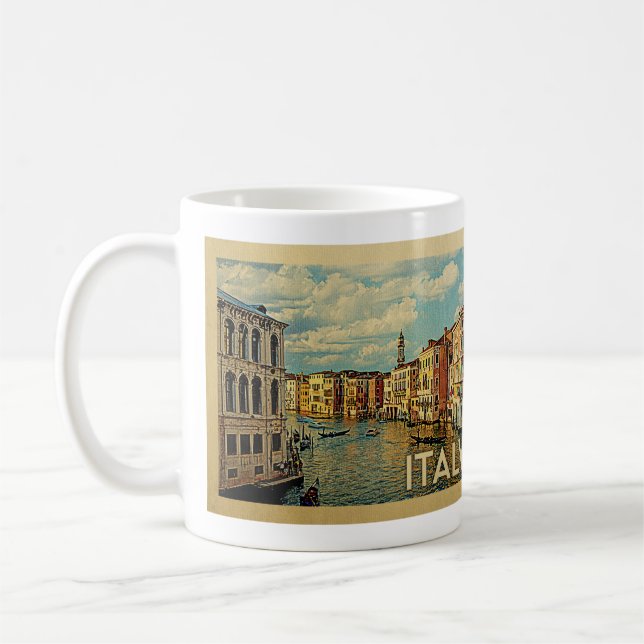 Taza De Café Italia Venecia Viaje Vintage (Izquierda)