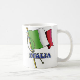 Taza de café italiana de la bandera