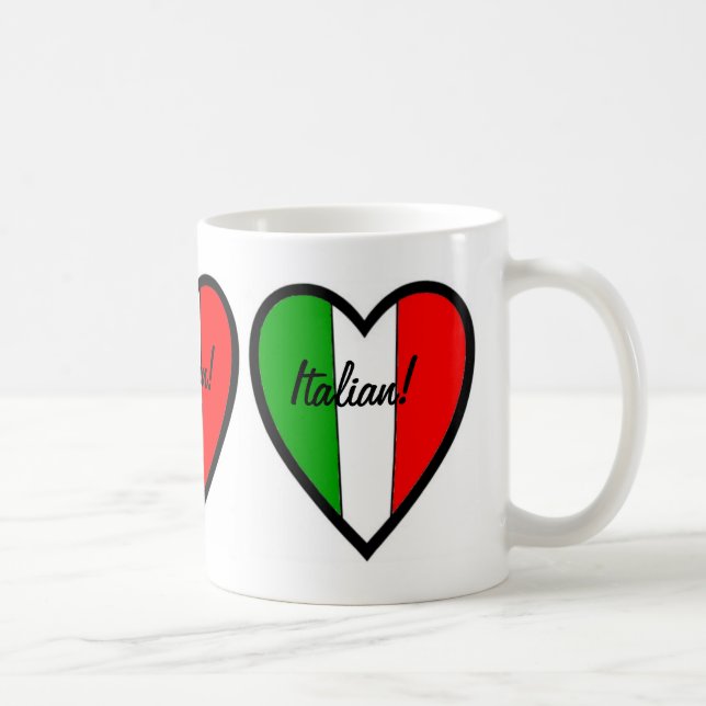 Taza De Café Italiano-Bandera del Italia-Corazón (Derecha)