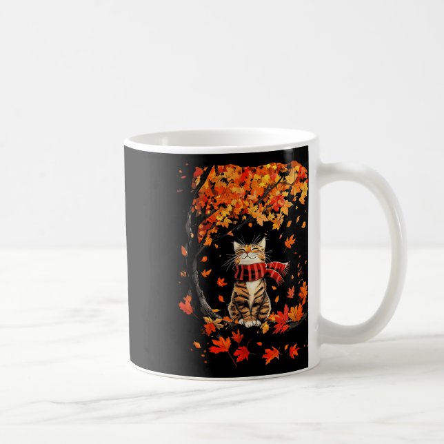 Taza De Café Its Fall Yall Thanksgiving Cat Leaf Fall Tree Hell (Derecha)