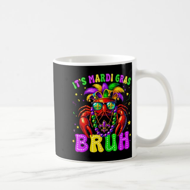 Taza De Café Its Mardi Gras Bruh Funny Crawfish Outfit Boys Gir (Derecha)