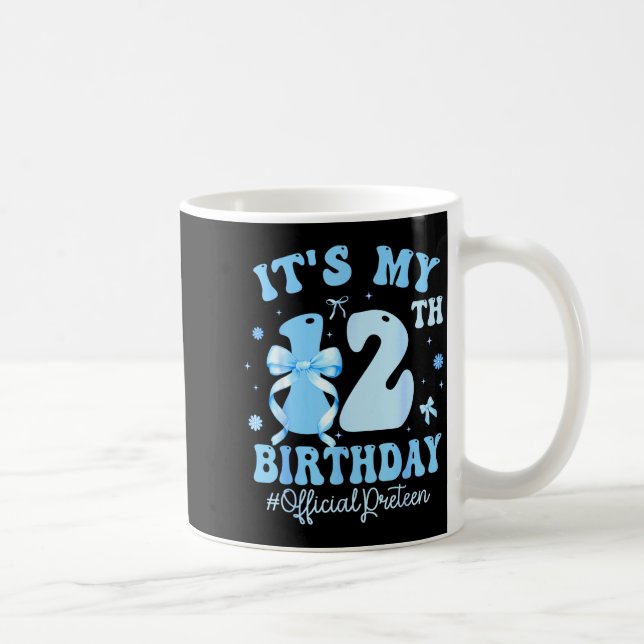 Taza De Café It's My 12th Birthday Girl Coquette Bow Blue 12 Ye (Derecha)