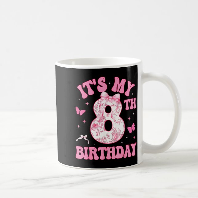 Taza De Café It's My 8th Birthday Nk Coquette Bow 8 Year Old Bi (Derecha)
