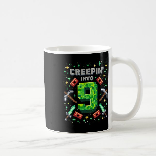 Taza De Café It's My 9th Birthday Boy Gamer Creepin’ Into 9 Gam (Derecha)