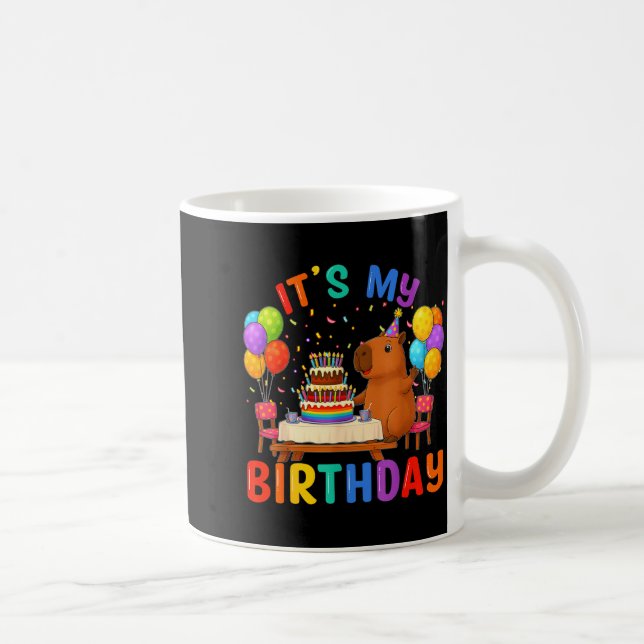 Taza De Café Its My Birthday Capybara Lovers Birthday Party Kid (Derecha)