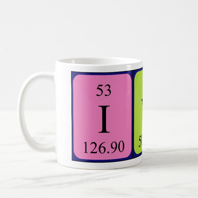 Taza De Café Ivi nombre de tabla periódica mug (Izquierda)