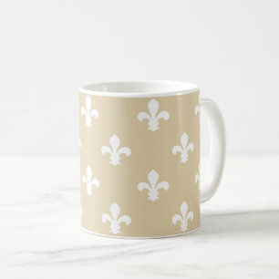 Taza De Café Ivory Neutral Fleur de Lys