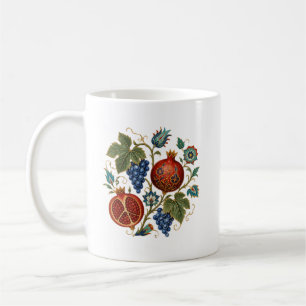 Taza De Café Iznik Otomano Granada y Flor de Uva Turco