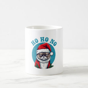 Taza De Café Ja ja no - divertido gato gruñón de Santa