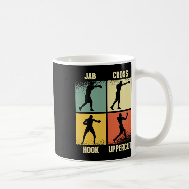 Taza De Café Jab Cross Hook Uppercut - Boxing mueve Gri gráfico (Derecha)