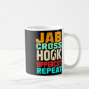 Taza De Café Jab Cross Hook Uppercut Repetir Kickboxing Retro M