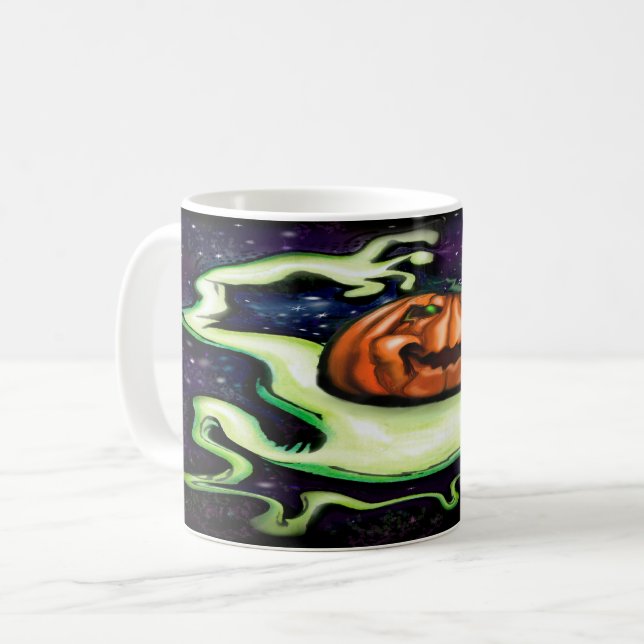 Taza De Café Jack-o-lantern fantasmal (Anverso izquierdo)