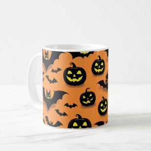 Taza De Café Jack-O’-Lantern y murciélagos de Halloween