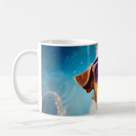 Taza De Café Jack Russell, anteojos rosados y gorra rosa