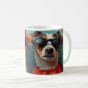 Taza De Café Jack Russell con rosas del corazón Día de San Vale