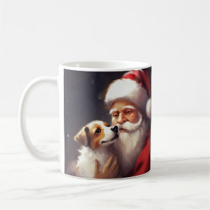 Taza De Café Jack Russell con Santa Claus Navideño Festivo