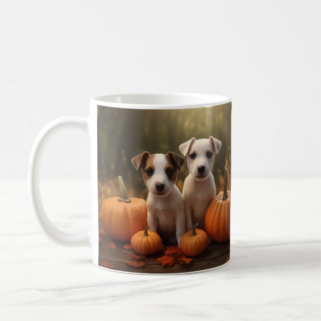 Taza De Café Jack Russell Puppy Autumn Delight Pumpkin (Izquierda)