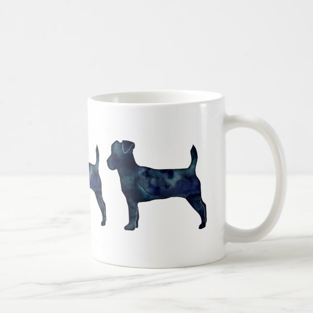 Taza De Café Jack Russell Terrier Black Watercolor Silhouette (Derecha)