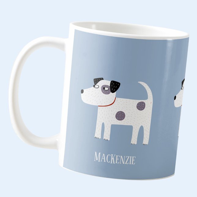 Taza De Café Jack Russell Terrier Dog Custom Name (Jack Russell Parson Terrier dog personalized coffee mug)