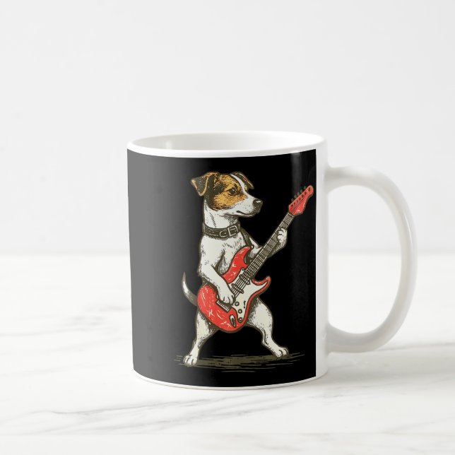Taza De Café Jack Russell Terrier Dog Playing Guitar Rocker Gui (Derecha)
