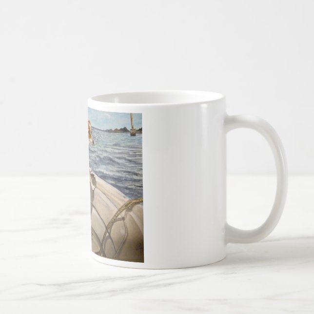 Taza De Café Jack Russell Terrier en el barco (Derecha)