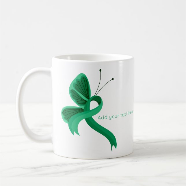Taza De Café Jade Awareness Ribbon mariposa café Mug (Izquierda)