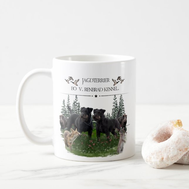 Taza De Café Jagdterrier Bo contra Renbrad Kennel. Lámina prote (Con donut)
