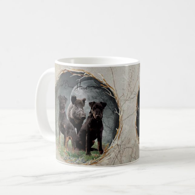 Taza De Café Jagdterrier, valiente poster de tapicería cardíaca (Anverso izquierdo)