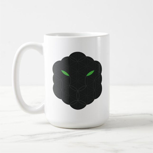 Taza De Café Jaguar sagrado - Cara de la vida, negro. (Izquierda)