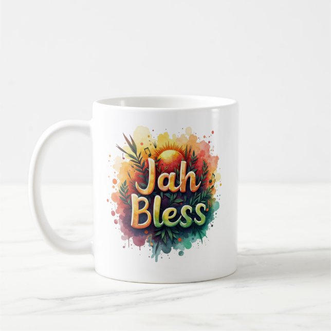 Taza De Café Jah Bless Reggae Watercolor (Izquierda)