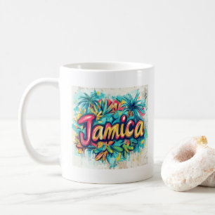 Taza De Café Jamaica Grafiti de bandera caribeña café