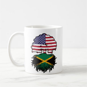 Taza De Café Jamaica Jamaican American USA Tree Roots Flag