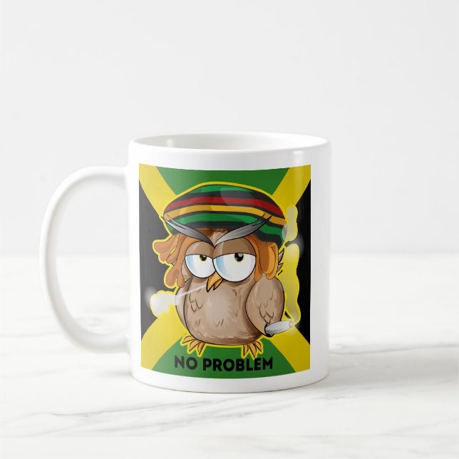 Taza De Café Jamaica Mug, no hay problema con lechuza graciosa  (Izquierda)