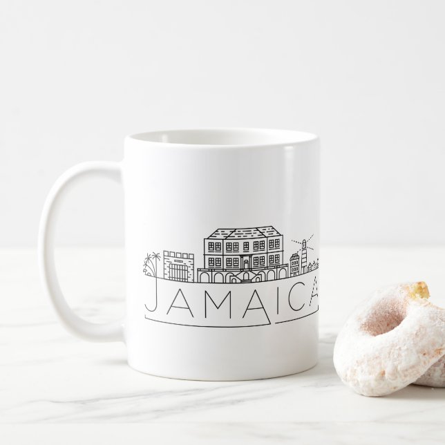 Taza De Café Jamaica Skyline Stylize Skyline Coffee Mug (Con donut)