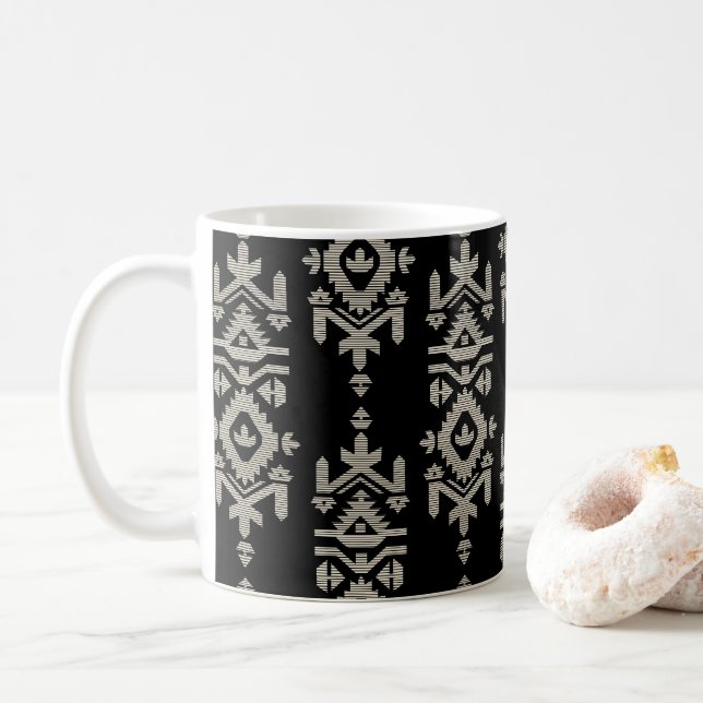 Taza De Café Jamdani Print Folk Pattern (Con donut)