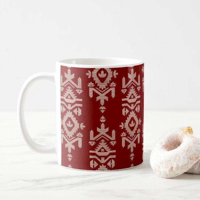 Taza De Café Jamdani Print Folk Pattern (Con donut)